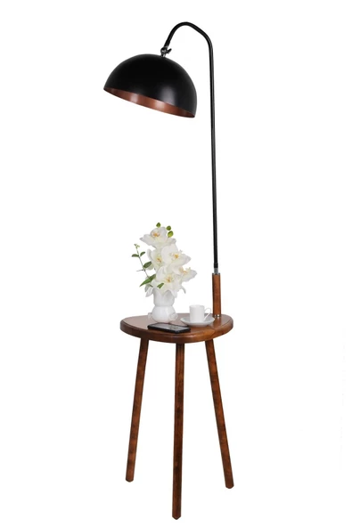 Lumexx Demet Sehbalı Ahşap Lambader Ceviz Retro 3 Başlıklı ürün görseli 1