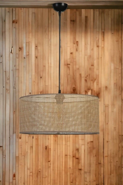 Lumexx ÖRGÜLÜ RATTAN ABAJURLU TEKLİ SARKIT AVİZE ürün görseli 1