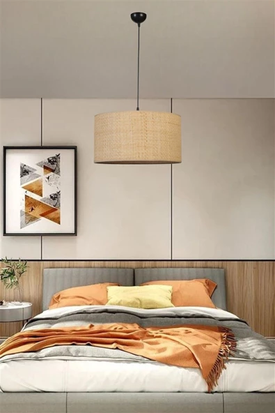 Lumexx HASIR RATTAN ABAJURLU TEKLİ SARKIT AVİZE ürün görseli 1