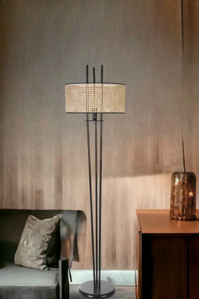 Lumexx BELEN SİYAH LAMBADER SİLİNDİR RATTAN ABAJURLU ürün görseli 1