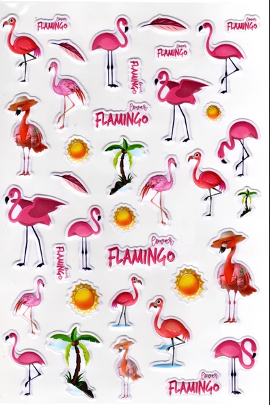 Sticker Kabartmalı A4 Boyutunda Stiker Defter, Planlayıcı Etiket-(lim551) - Flamingo ürün görseli 1
