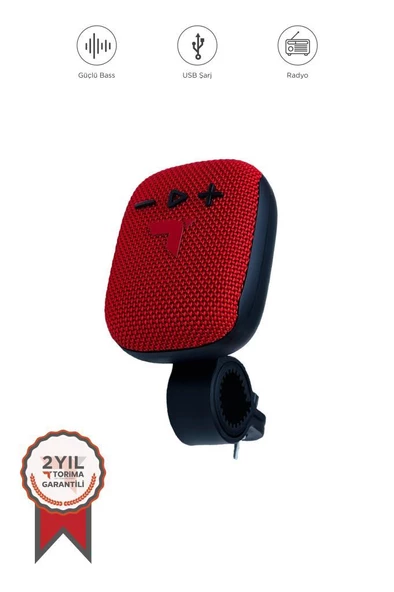 Bluetooth Hoparlör Motorsiklet Bisiklet Kablosuz Speaker D34 Kırmızı ürün görseli 1