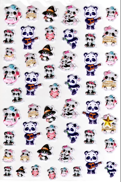 Sticker Kabartmalı A4 Boyutunda Stiker Defter, Planlayıcı Etiket-(lim556) - Eğlenceli Panda ürün görseli 1