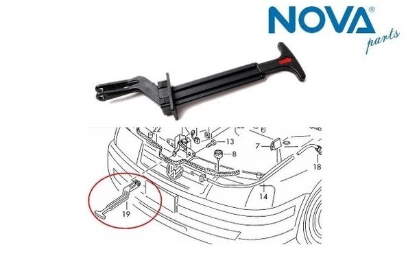 3B0823593C Motor Kaput Açma Çubuğu - Passat 1997-2000 ürün görseli 1