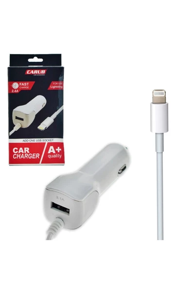 Carub ARAÇ ÇAKMAKLI ŞARZ KABLOSU İPHONE BR590 18'5 ürün görseli 1