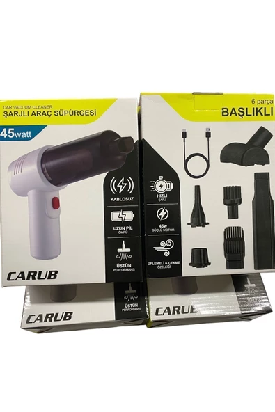 Carub Güçlü Emiş Üfleme Özellikli Ev Ve Araç Kablosuz Şarjlı El Süpürgesi ürün görseli 1