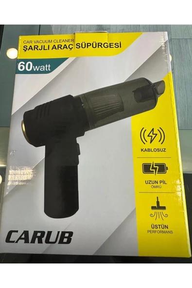 Carub 60 Watt Araç Süpürgesi Kablosuz Şarjlı Ve Hava Verici Çift Yönlü Kullanım Güçlü Çekiş ürün görseli 1