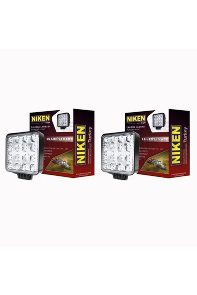 Niken Pro 16 Led Kare Off Road Sis Farı Çalışma Lambası 2 Adet 12-24v 27w ürün görseli 1