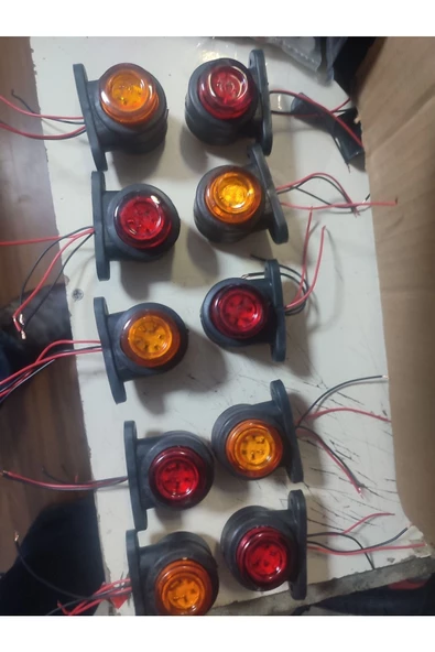 Akyol 12 Led'li Mini Takoz Kırmızı Turuncu 10 Adet 12v 24v ürün görseli 1