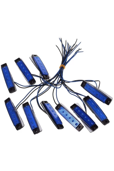 Emr Dorse Parmak Lamba 12 -24 Volt 6 Ledli Mavi Renk 10 Adet Parmak Led Dorse Kamyon Led Lamba Mavi ürün görseli 1