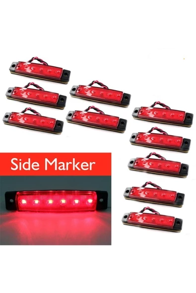 Emr Dorse Parmak Lamba 12 -24 Volt 6 Ledli Kırmızı Renk 10 Adet Parmak Led Dorse Kamyon Led Kırmızı ürün görseli 1