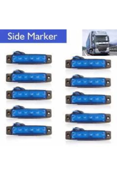Emr Dorse Parmak Lamba 12 -24 Volt 6 Ledli (MAVİ RENK) 10 Adet Parmak Led Dorse Kamyon Led Lamba ürün görseli 1