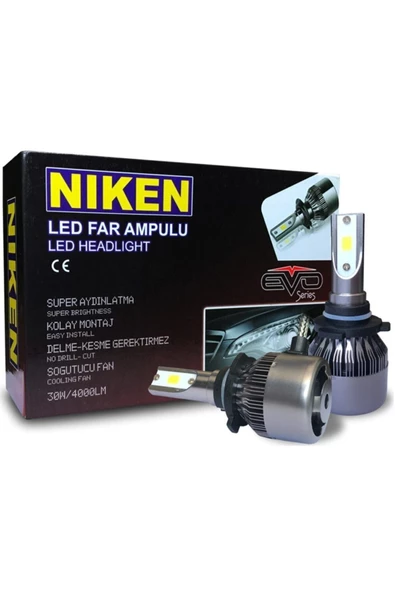 Niken H4 Led Xenon Evo Seri Yeni Teknoloji 4000 Lümen Şimşek Etkili 6000k Beyaz ürün görseli 1