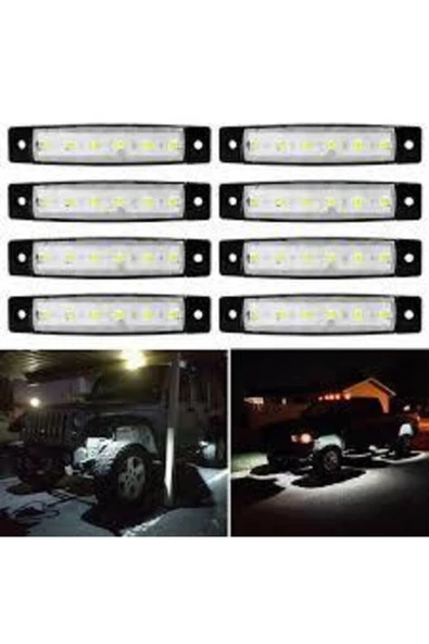 Emr Dorse Parmak Lamba 12 -24 Volt 6 Ledli (beyaz Renk) 10 Adet Parmak Led Dorse Kamyon ürün görseli 1