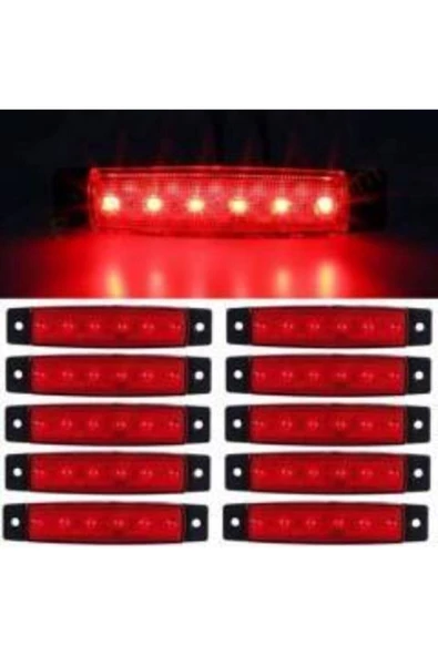 Emr Dorse Parmak Lamba 12 -24 Volt 6 Ledli (kırmızı Renk) 10 Adet Parmak Led Dorse Kamyon Led Lamba ürün görseli 1