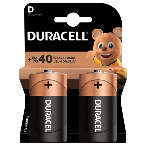Duracell D Büyük Pil 2'li Kart ürün görseli 1