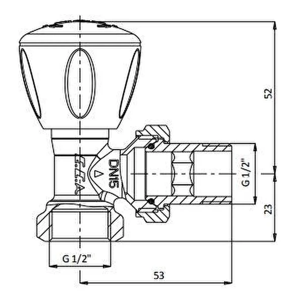 Eca 1/2 Rv3 Köşe Radyatör Vanası - Resim 2