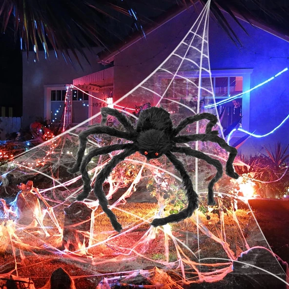 Halloween Örümcek Figür 30 cm Siyah - Resim 3