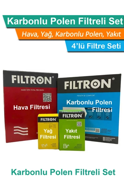 BMW 3 Serisi E90 3.18d 143Hp Filtron Filtre Bakım Seti 2008-2010 Hava+Yağ+Yakıt+Karbonlu Polen ürün görseli 1