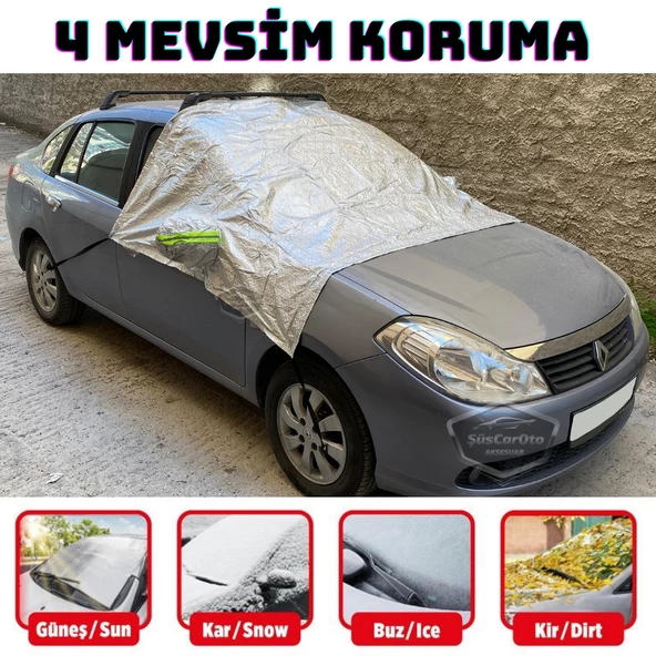 Her Araca Uygun Ön ve Yan Cam Brandası Aynalara Geçme Çadır Araç Camı Buzlanma Önleyici Ve Koruyucu Branda Cam Üstü Kar Örtüsü Buz Brandası Güneş Önleyici Su Geçirmez ürün görseli 1