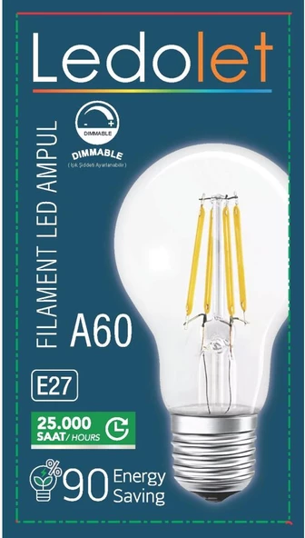 LEDOLET FLAMENT A60 4W AMPUL 2200K ürün görseli 1