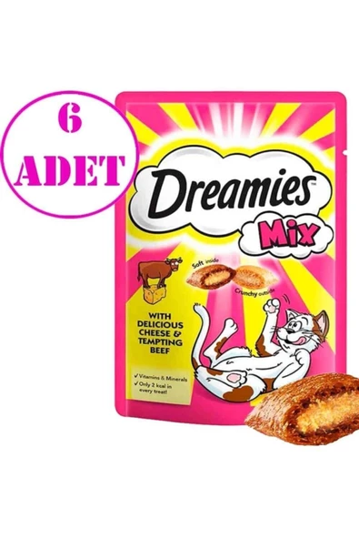 Dreamies Kedi Ödül Maması Mix Sığır Etli ve Peynirli 60 Gr x 6 Adet - Avantajlı Paket ürün görseli 1