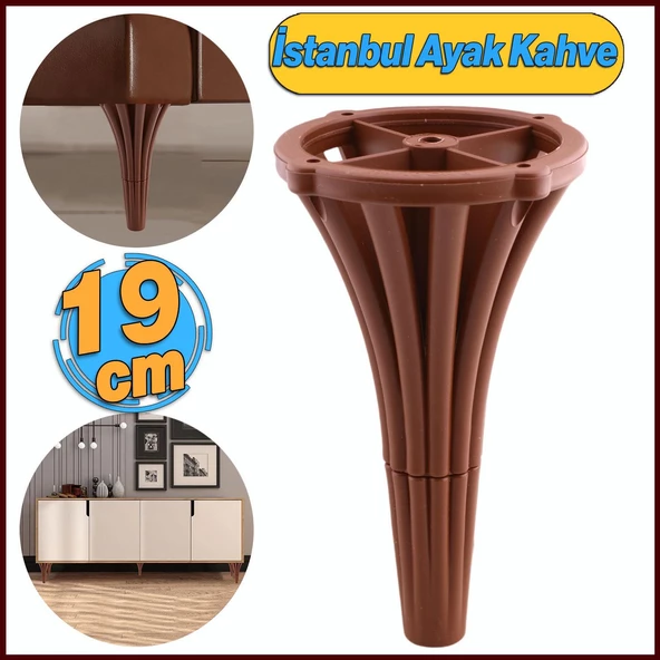 İstanbul 19 cm Kahverengi Mobilya Konsol Orta Sehpası Kanepe Koltuk Tv Ünitesi Baza Ayağı Ayakları ürün görseli 1