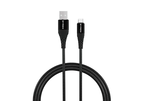 Syrox C89 2.0A 1mt Metal Başlıklı Micro USB Şarj & Data Kablosu - Siyah ürün görseli 1
