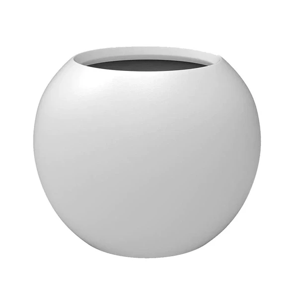 Nettenevime Fiber Saksı  Beyaz Küre Yuvarlak Top Vazo Dekoratif Saksı Fiberglas 25*25cm ürün görseli 1