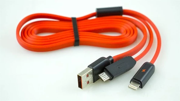 Remax Sametime (Kırmızı) Apple İphone lightning ve Samsung Micro usb kablo ürün görseli 1