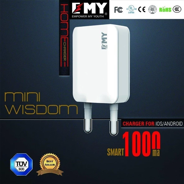 Emy My-223 ios Şarj Aleti USB Çıkışlı iphone 5/5s/5c/6/6s/7/7plus Telefonlarla Uyumlu ürün görseli 1