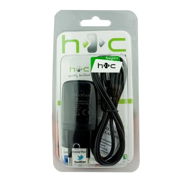 Htc One Mini Uyumlu şarj aleti ve ara kablosu Siyah ürün görseli 1