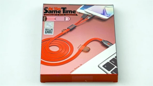 Remax Sametime (Kırmızı) Apple İphone lightning ve Samsung Micro usb kablo - Resim 2