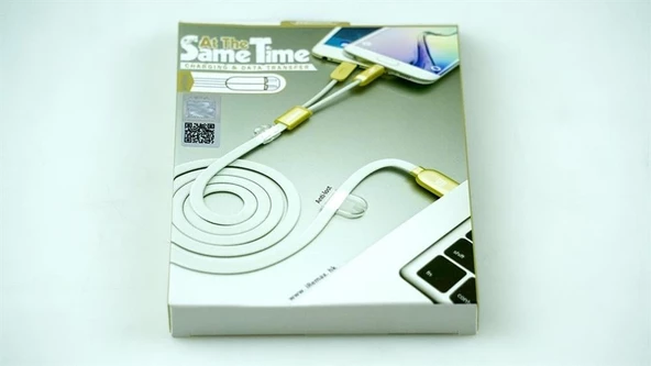 Remax Sametime (Beyaz) Apple İphone lightning ve Samsung Micro usb kablo - Resim 2