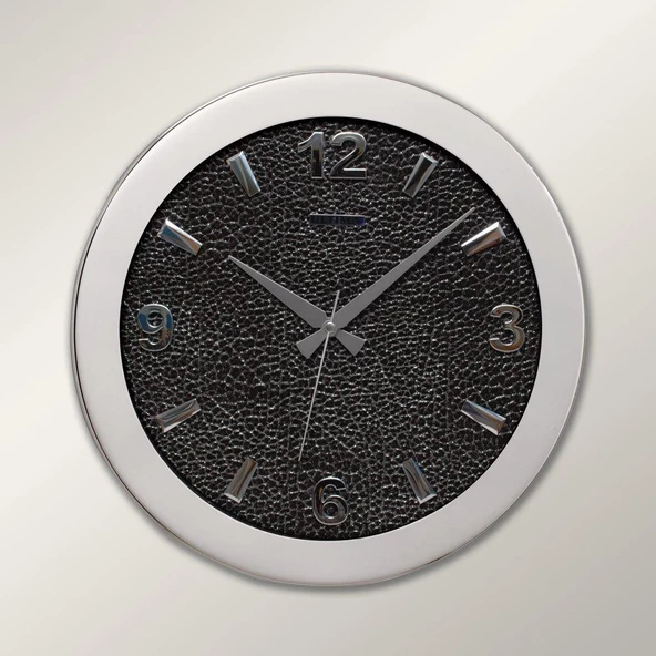 Regal 0085 SDS Metal Kasa 41 Cm. Gümüş Simli Deri Kadran dekoratif duvar saati ürün görseli 1