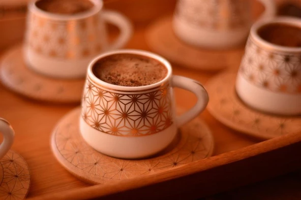 Bambum B0930 Nakkaş 6 Kişilik Kahve fincan Takımı seti Desen Altlıklı ürün görseli 1