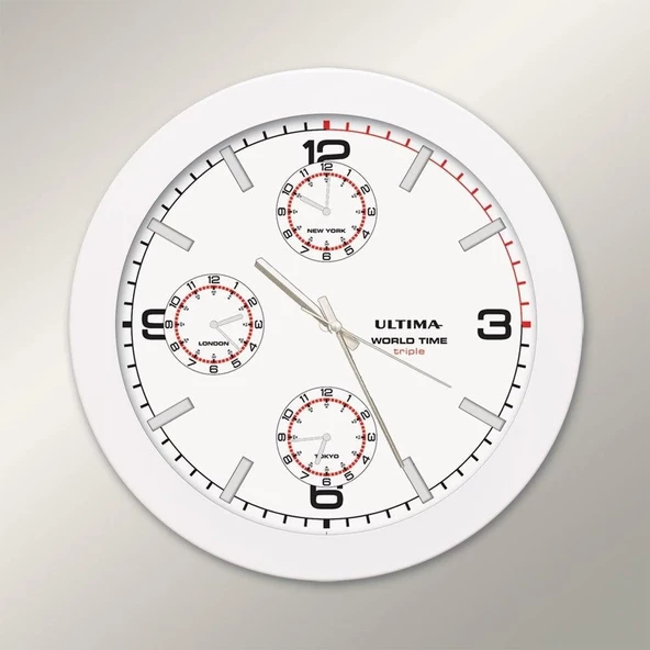 Regal 0085 WWT Metal Kasa 41 Cm. Beyaz Dünya modern duvar saati ürün görseli 1