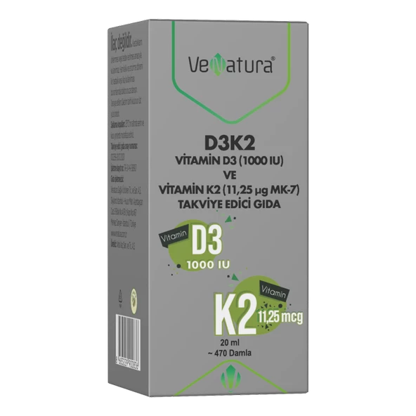 VeNatura D3K2 (11,25 mcg) Takviye Edici Gıda 20 ml ürün görseli 1