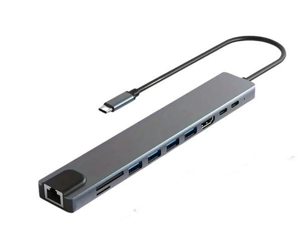 Pmr 10in1Type C Hub Çevirici 4*usb 3.0/Kart okuyucu/ 4k Hdmi/ Gigabyte Ethernet/100W pd Şarj ürün görseli 1