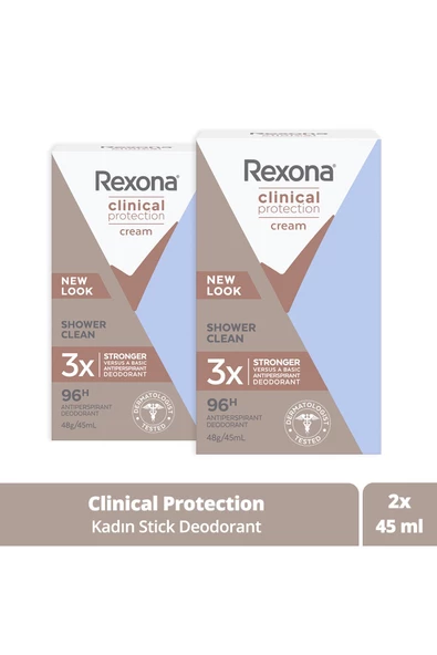 Rexona Clinical Protection Kadın Stick Deodorant Shower Clean 45 ml X2 ürün görseli 1