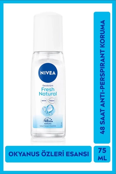 NIVEA Kadın Pump Sprey Deodorant 75ml, 48 Saat Anti-perspirant Koruma, Okyanus Özleri Kokusu ürün görseli 1