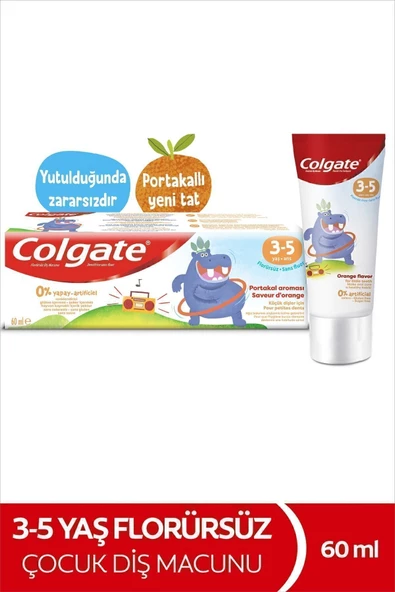Colgate 3-5 Yaş Portakal Aromalı Florürsüz Çocuk Diş Macunu 60 ml ürün görseli 1