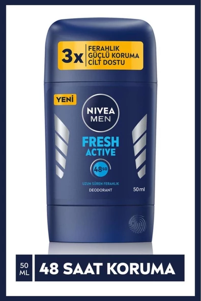 NIVEA Men Erkek Stick Deodorant Fresh Active 50ml, Ter Ve Ter Kokusuna Karşı 48 Saat Deodorant Korum ürün görseli 1