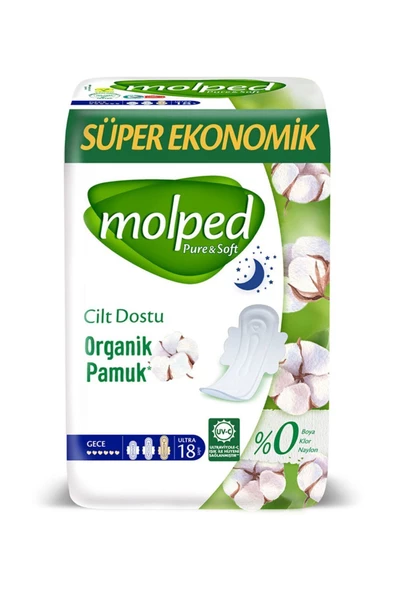 Molped Pure Soft Hijyenik Ped Gece Süper Ekonomik 18 Adet ürün görseli 1