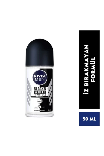 NIVEA Men Invisible Black And White Power Erkek Roll-on 50 ml ürün görseli 1
