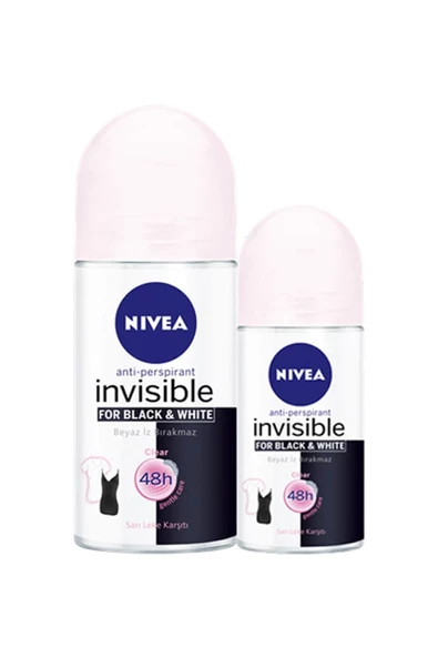 NIVEA Roll-on Kadın Invisible Pure Black&white 50ml ürün görseli 1