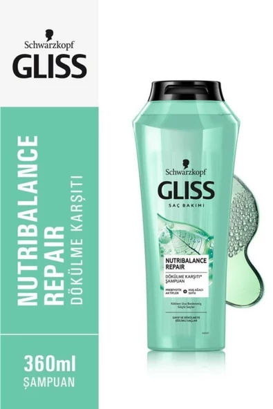 Gliss Nutribalance Repair Dökülme Karşıtı Şampuan - Prebiyotik Aktifler Ve Huş Ağacı Suyu Ile 360 ml ürün görseli 1
