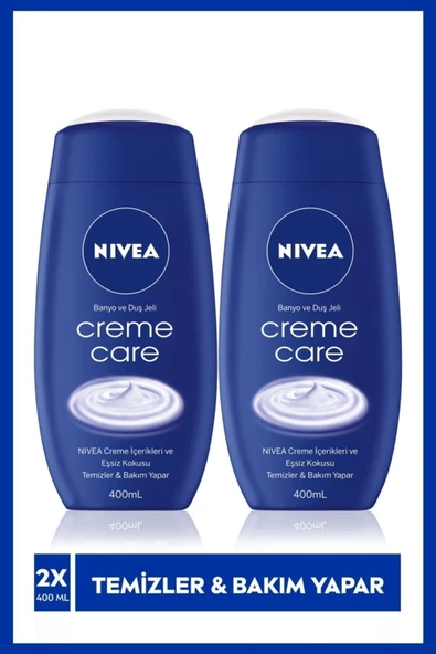 NIVEA Creme Care Banyo Ve Duş Jeli 400ml, Ekstra Bakım Yapan Vücut Şampuanı X 2 Adet ürün görseli 1