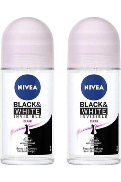 NIVEA Invisible For Black & White Clear 50 ml 2 Adet Roll-on ürün görseli 1