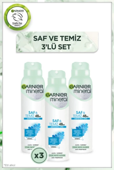 Garnier Mineral Saf&Temiz Sprey Deodorant 3'lü Set ürün görseli 1